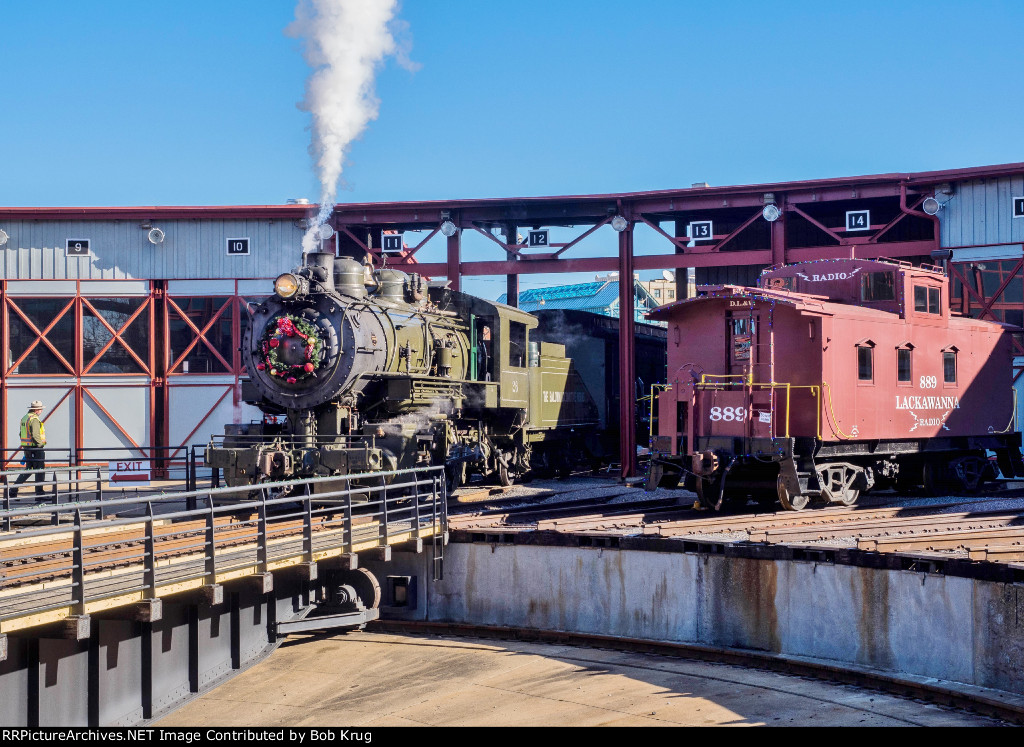 Baldwin Locomotive Works shop switcher #26 beside the turntable pit at Steamtown NHS